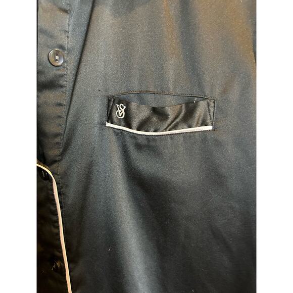 Victoria Secret Black Pajama Shirt Size Small Pink Stripe Button Up Loungewear - Picture 3 of 7